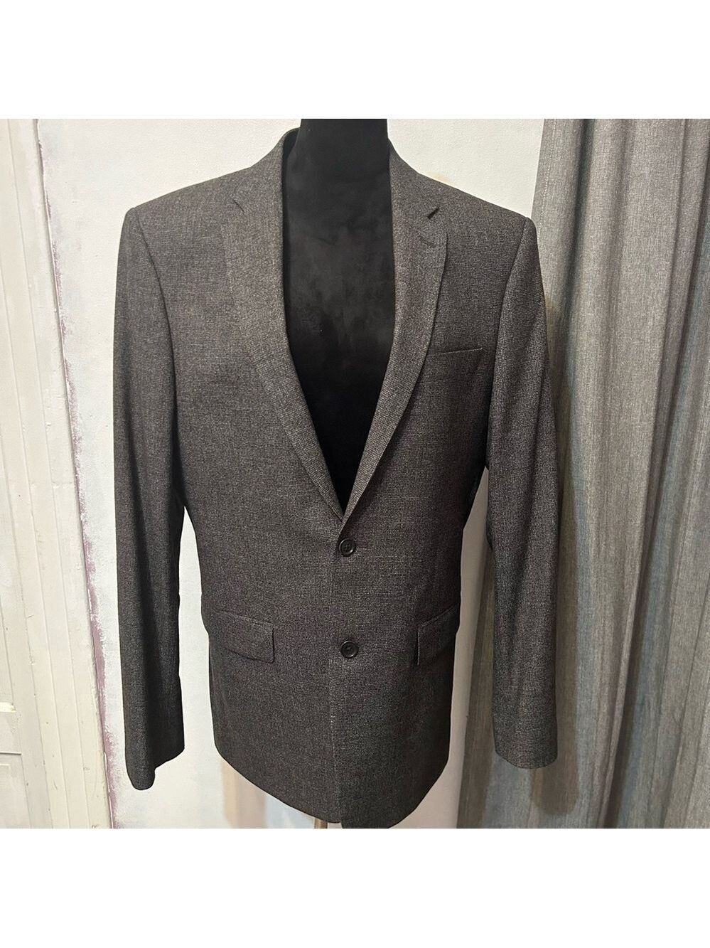 John Varvatos USA Men’s Wool Blazer Sports Jacket 42L Grey Checkered NWOT